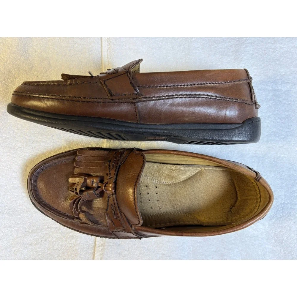 Dockers Tassel Loafer Mens 8.5M Brown Leather Kiltie Moc Toe Dress Shoes 90-7326